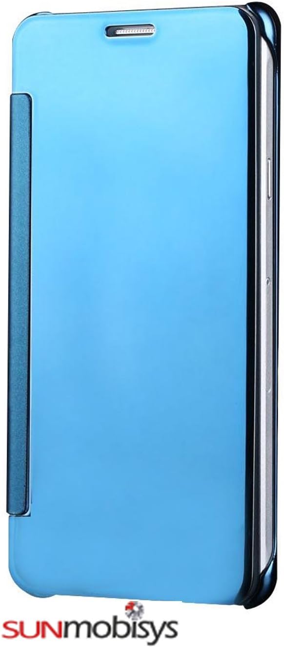 Sun Mobisys Mirror Clear View Flip Cover for Samsung Galaxy Note 4 (Electric Blue)