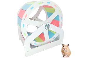 Babyezz 8.2 Inch Hamster Wheel,Silent Hamster Exercise Wheels,Hamster Supplies,Small Pet Bracket Running Wheel,Wooden Running Wheel Toys for Hamsters Gerbils Mice Or Other Small Animals(Colourful)