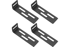 SYBDXJ 4 Pcs Adjustable Right Angle Brackets, Metal L Brackets for Wood, Black L Brackets for Shelves, L-Shape Corner Braces with 4 Slots, Mounting Brackets Support for Fixing Furniture, 6 x 1-5/8 x 1-3/4"
