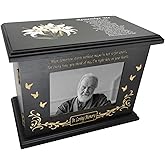 Cremation Memorial Urns for Human Ashes Adult Male Female, Wooden Picture Frame Urns Box and Casket for Ashes Men Women Child, Burial Funeral Urns for Ashes, Holds Up to 270 LBS (Black Night)