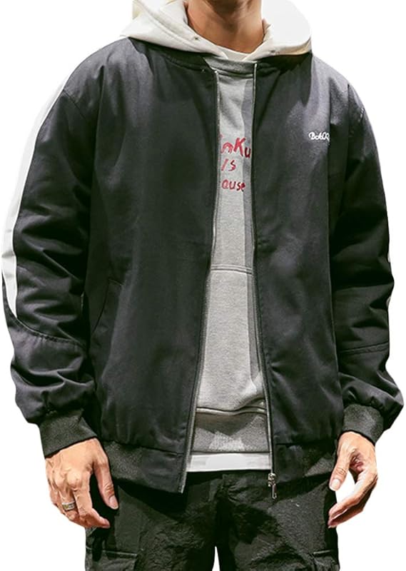 Amazon Fomansh ブルゾン メンズ 長袖 カジュアル コットン 大きいサイズ ジャケット春秋 ｍ 5xl ブラック グレー コート ジャケット 通販