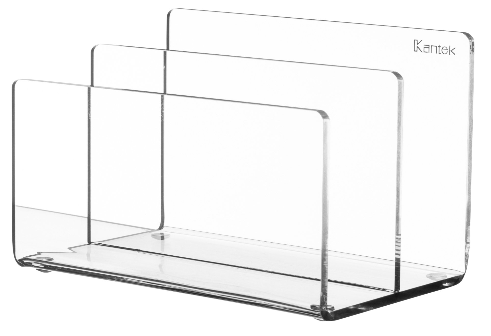 Kantek Clear Acrylic Mini File Sorter, 2 Section File Holder, 6" x 3.8" x 3.9", Desk Organizer, Non-Skid Feet, Desk Accessory — image 1