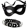 OLYPHAN Black Cat Costume for Women Black Cat Eye Mask Costume Faux Leather Catwoman Mask/Masquerade Masks & Sexy Choker Necklace Adults/Adult Halloween Accessories