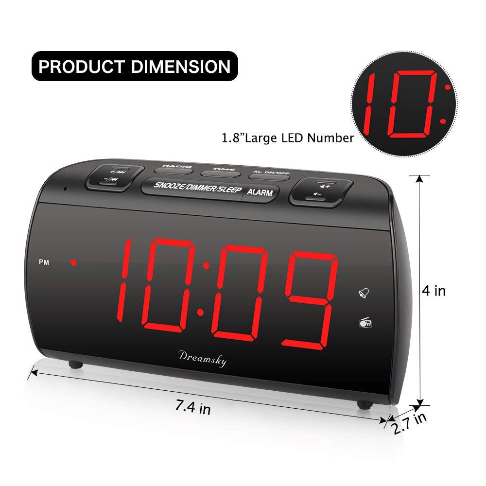 DreamSky Digital Alarm Clock Radio with USB Charging Port and FM Radios