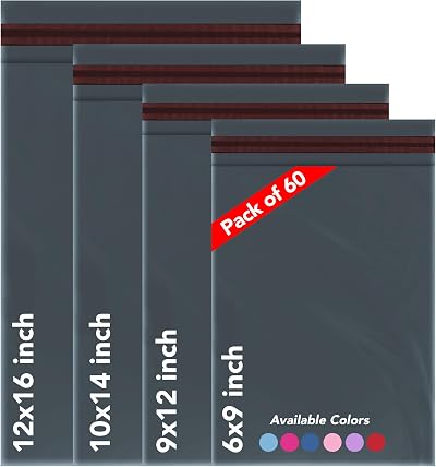 iSOUL 60 Mixed Size Mailing Bags Self Seal Waterproof Poly Plastic Envelopes
