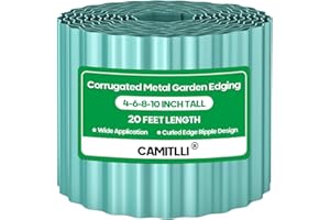 Camitlli Corrugated Metal Garden Edging, Sturdy Tall Landscape Edging Borders, Perfect DIY for Flower Beds, Lawn and Pathway, Tree Surrounds, Paver Edges (Blue, 6"×20FT)