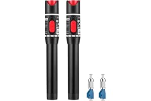 Xunsomten -2PC 50km Visual Fault Locator Fiber VFL Fiber Tester VFL Fiber Optic Cable Tester Meter with 2pc Singlemode 9/125μm FC Male to LC Female Adapter