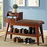 Shelves MEIDUO Footstool Housewares 2-Tier Wood