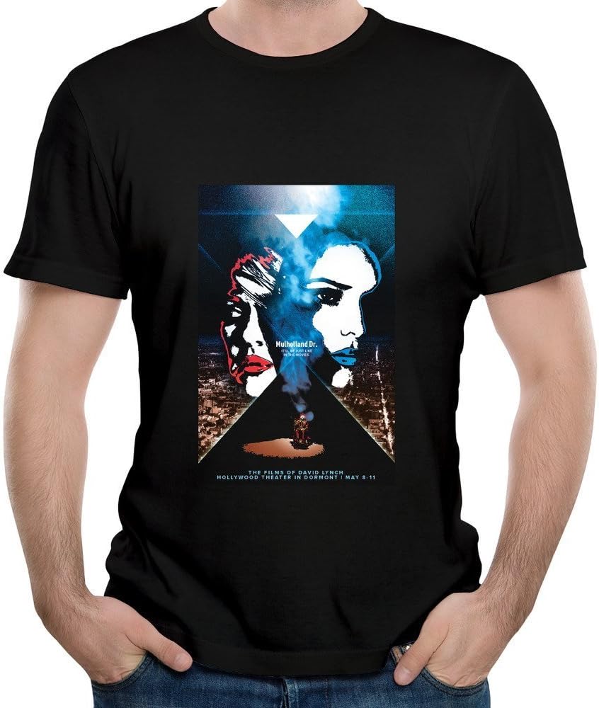Gody Men's Mulholland Drive Movie Double Face Poster O-neck Summy T Shirt Black
