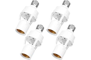 4 Pcs Motion Sensor Light Socket, Smart Screw in Light Bulb Outlet with E26/E27 Motion Activated Bulb Holder Adapter, Automat