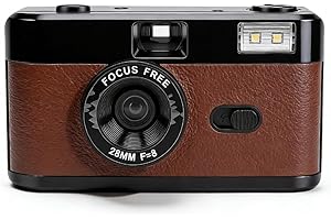 YUEHISY 35mm Film Camera, Reusable Vintage Style with Built in Flash and 28MM F/8 Lens, Includes 3 Films