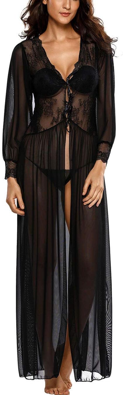 Sheer Long Sleeve Lace Robe