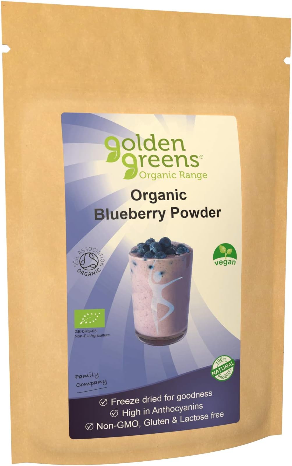 Golden Greens Organic Freeze-Dried Blueberry Powder 125g