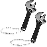 Yuanchu 2 Pcs 2.5'' Mini Adjustable Wrench, Tiny Wrench Keychain Tool | Locking Stainless Steel Hand Knurl Tool, with Chain for Micro Repair