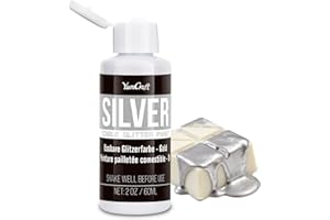 YUMCRAFT Edible Glitter Paint Silver, Shimmering Liquid Luster Dust for Chocolate, Drinks, Cake, Candy, Sprinkles Cocktail Glitter - Metallic Edible Cake Paint for Cookie, Fondant Vegan Cake Decorating