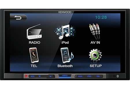 Kenwood DMX100BT 17,3 cm Doppel-DIN WVGA-Monitor mit USB und Bluetooth-Freisprecheinrichtung, schwarz schwarz