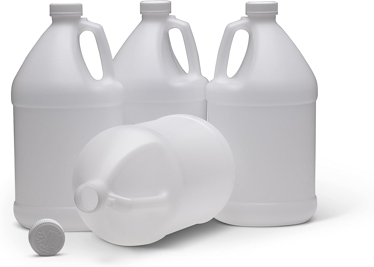 MHO Containers | 1 Gallon HDPE Plastic Jug with Reshipper Box and Child-Resistant Caps | Made in USA — Pack of 4