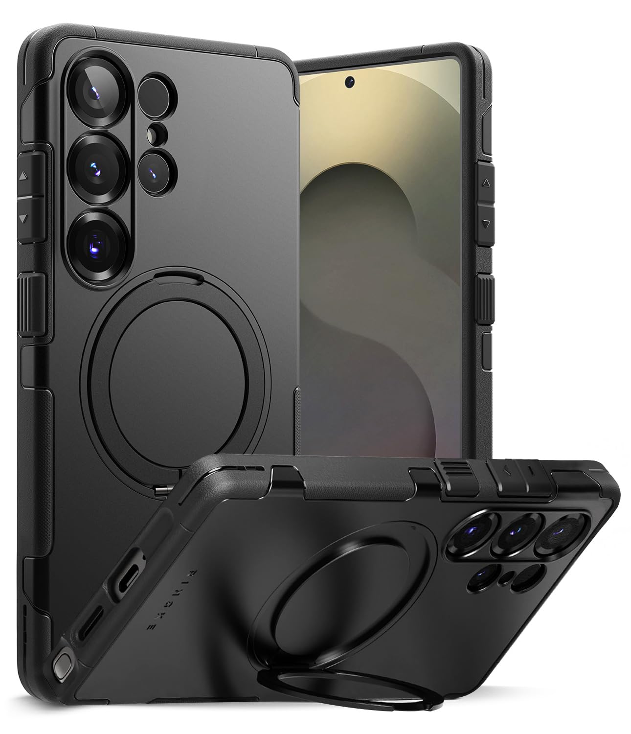 Ringke Alles [Compatible with MagSafe] Designed for Samsung Galaxy S25 Ultra Case, Shockproof Cover with 360° Rotating Kickstand, Powerful Magnet Precise Cutouts for Camera Lenses - Black