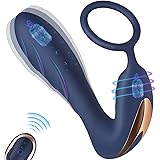 Vibrating Prostate Massager Anal Vibrator - 10 Patterns Anal Plug with Cock Ring, G-spot Vibrator with Remote, Adult Sex Toys