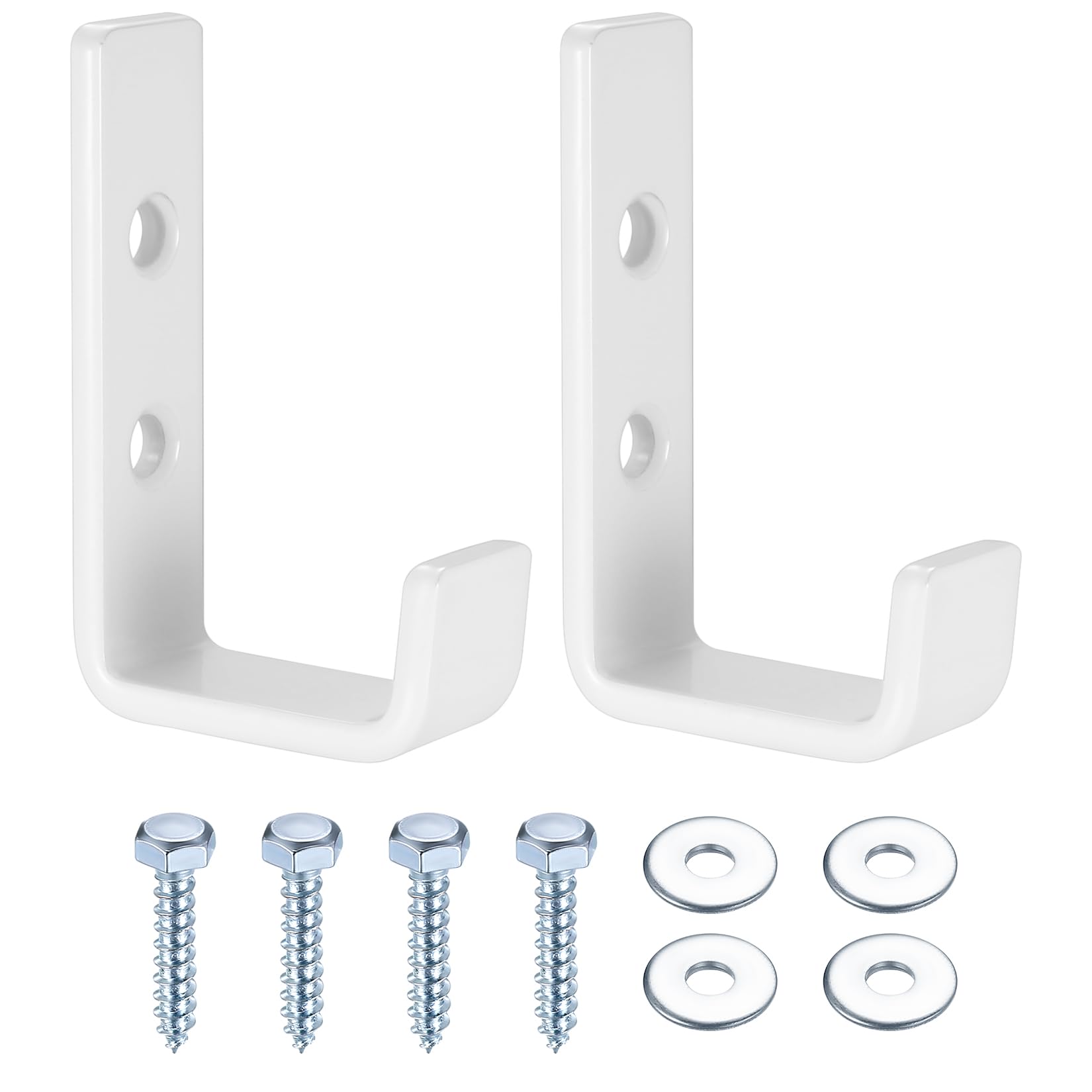 2 Pcs Garage Hooks for Hanging Heavy Duty Hooks, White Ladder Hooks, Garage Wall Hooks for Hanging, Shed Hooks, Garage Storage L Shaped Utility Hooks Wall Mounted for Home Garden Garage Tool