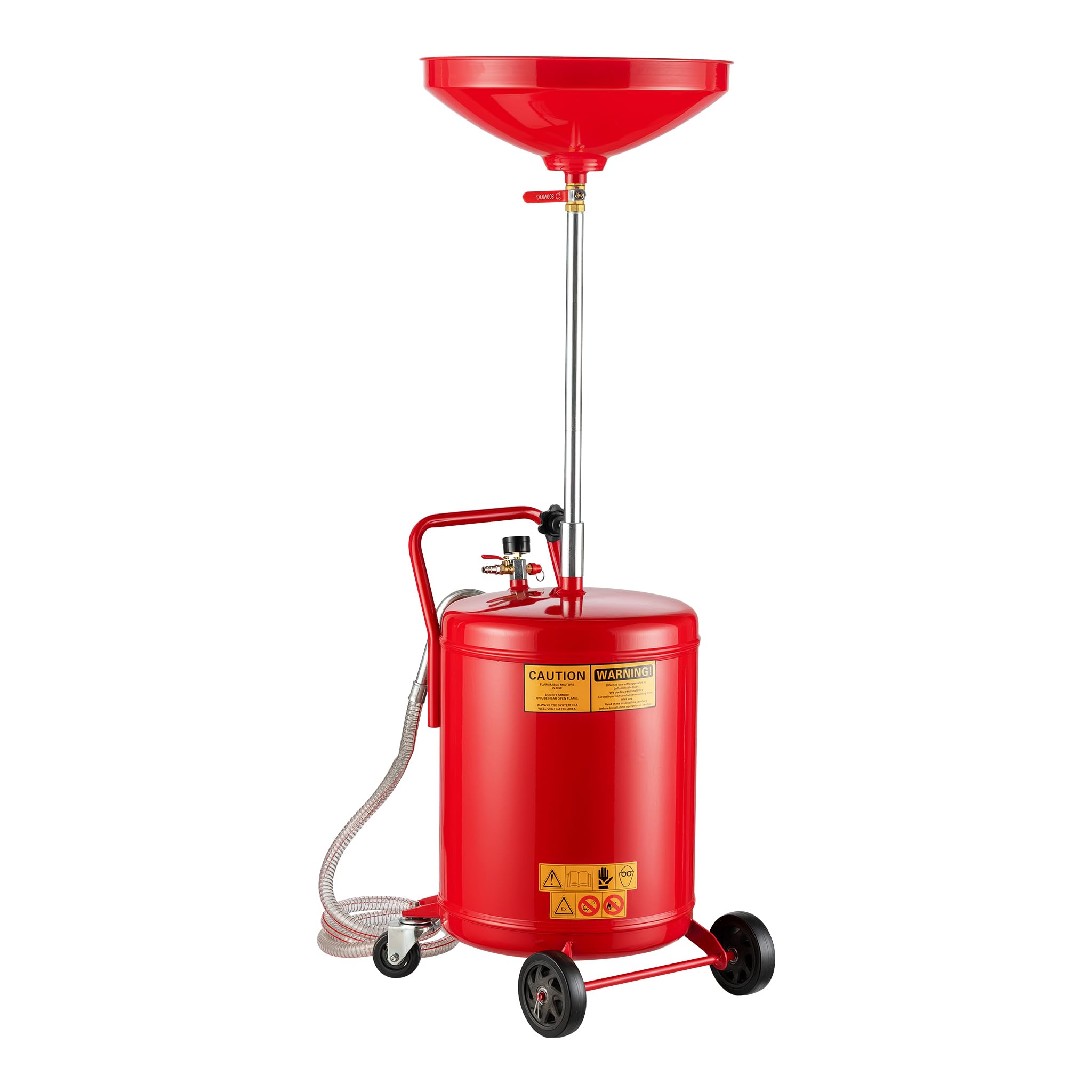 Wiltec Ölauffanggerät für 68l, höhenverstellbar 98-157cm mit 4-Rad-Fahrwerk, Entleerung mittels Luftdruck