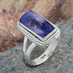 Solid 925 Sterling Silver Ring For Womens Lapis