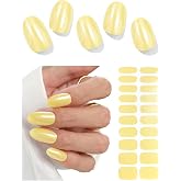 AutyaMee Semi Cured Gel Nail Strips (Chrome Yellow), 20 Pcs Gel Nail Wraps, Stickers, Salon Quality, Works with Any UV Lamps