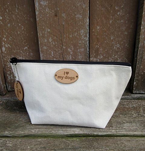 I heart my dogs canvas pouch with matching Key Chain