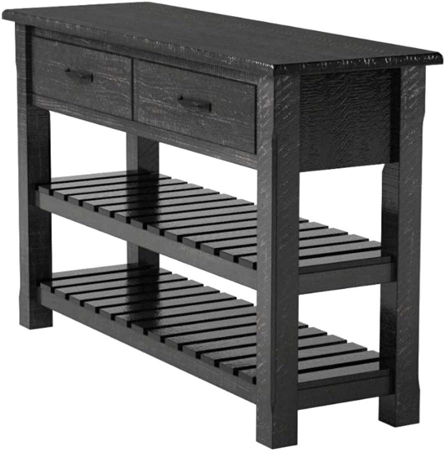 Farmhouse Console Table Antique Black Pine Rough Accents