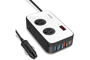 300W Car Power Inverter DC 12V to AC 110V Car Outlet Adapter Plug with PD 25W USB-C, QC3.0 and LCD Display Car Charger Loptop