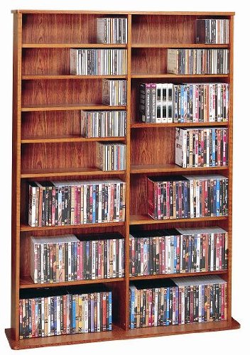 LDE LESLIE DAME Leslie Dame CDV-1000CHY High Capacity Oak Veneer Multimedia Storage Rack, Cherry