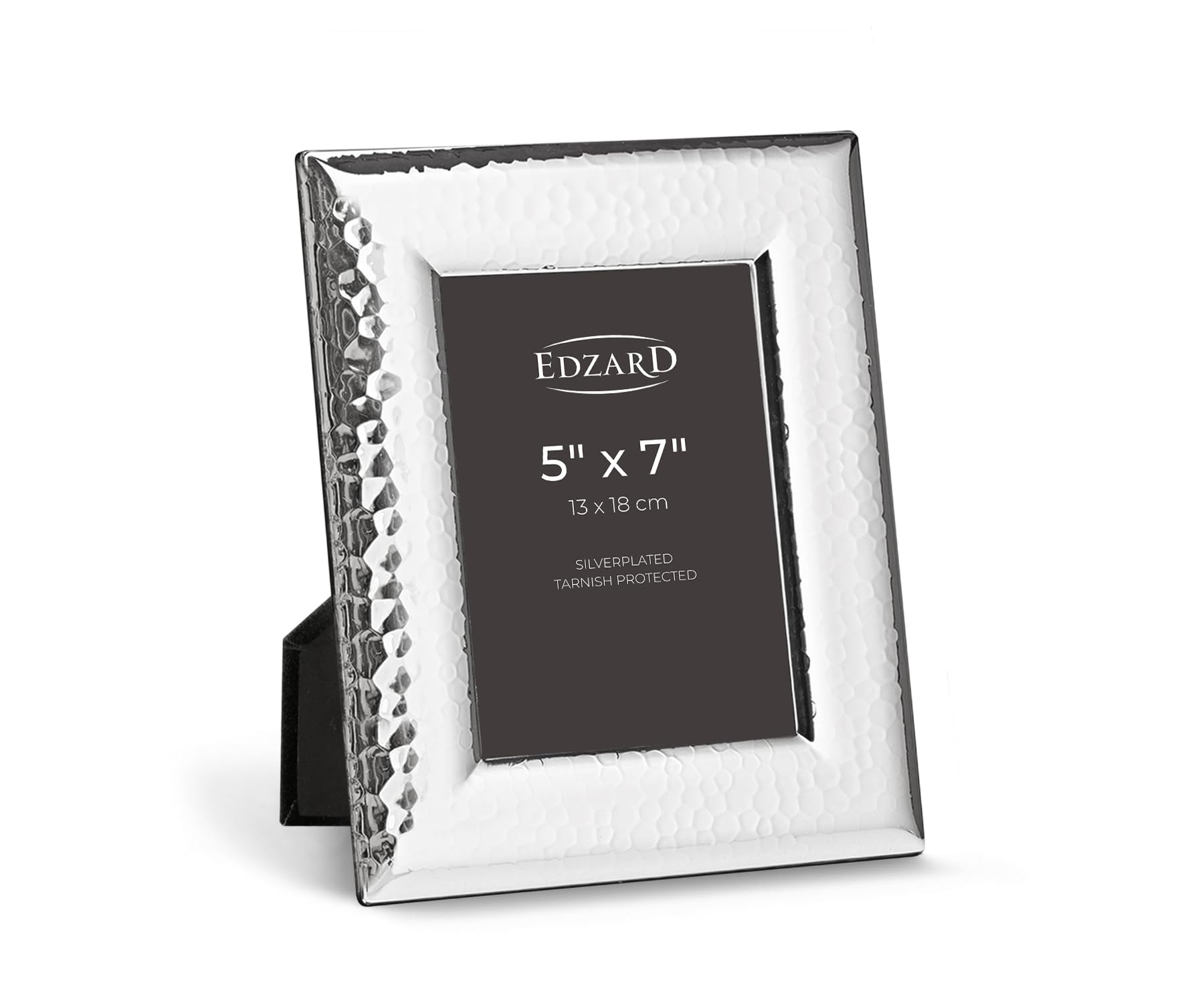 Edzard Silver Plated Photo Frame 5"x7" (13x18 cm) Positano, Non-Tarnishing, High Gloss Finish, Real Glass Front & Premium Velvet Back, Portrait or Landscape Display - Elegant Wedding Gift