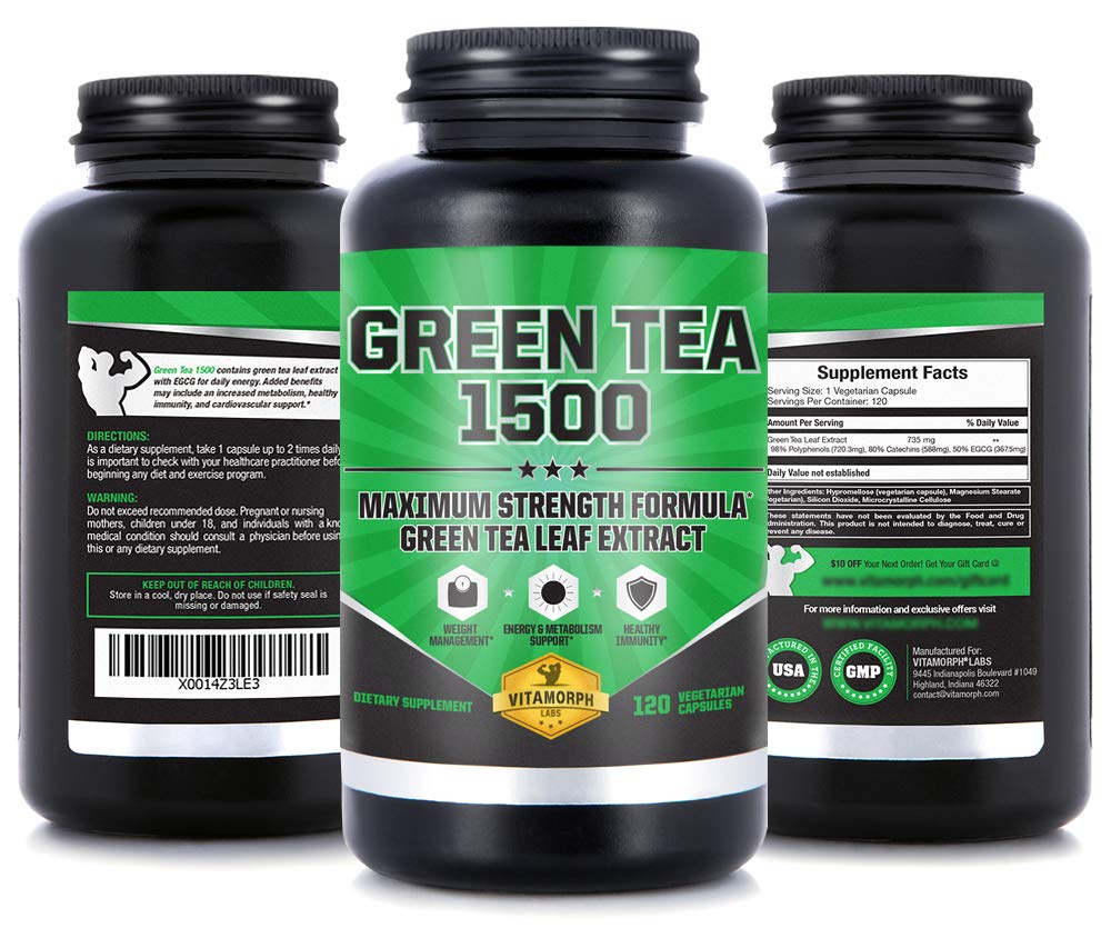 Green Tea 1500 Egcg Green Tea Extract Supplement, Maximum Strength