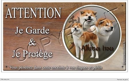 Pets Easycom Panneau Chien Ou Plaque Akita Inu Fauve 30 Cm