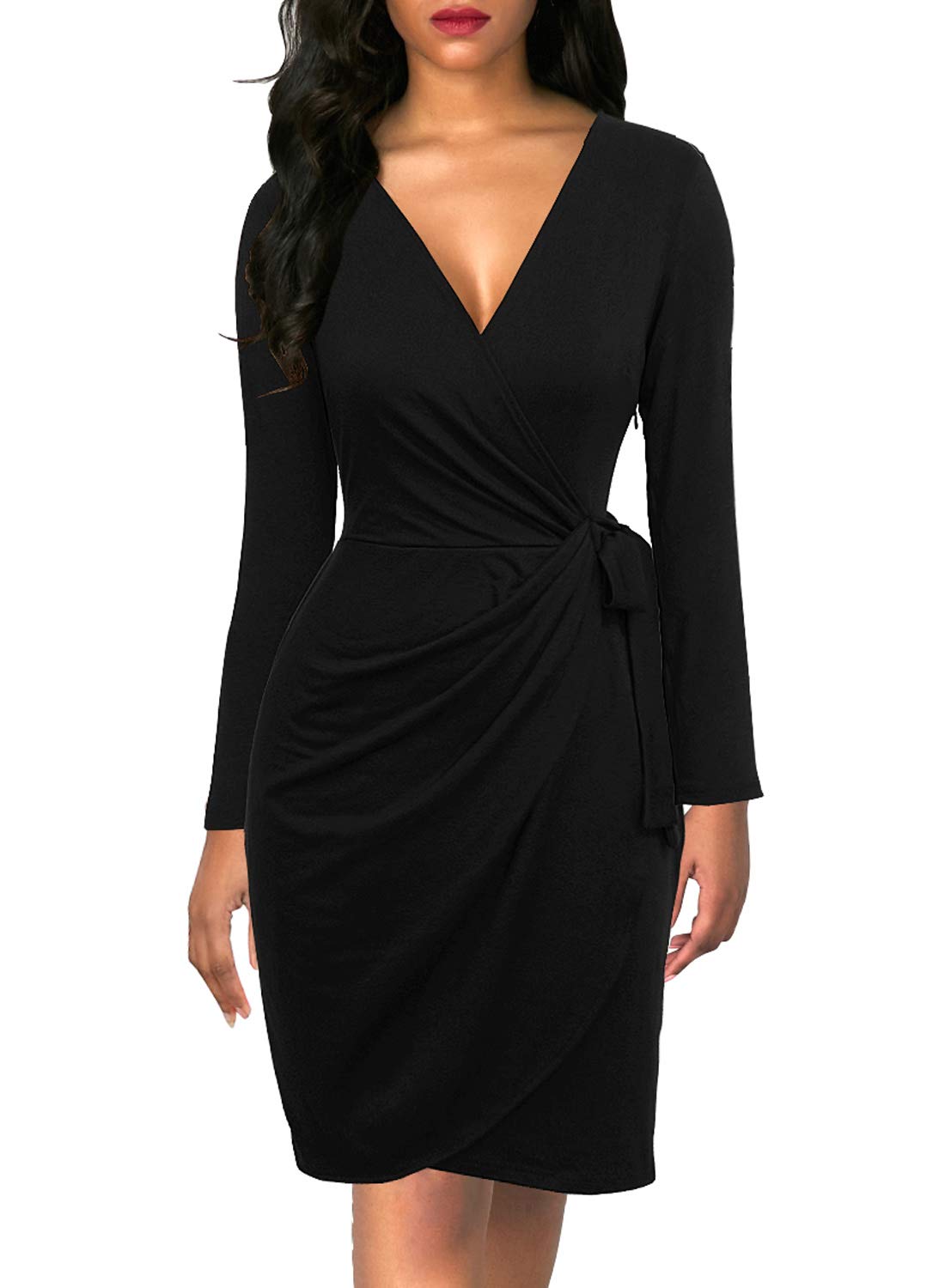 black wrap dress knee length