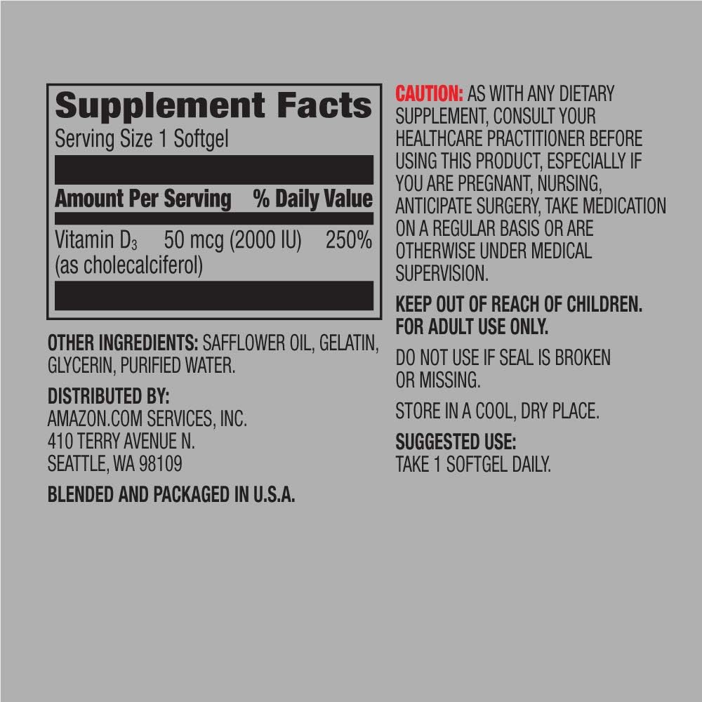  Elements Vitamin D3, 5000 IU, 180 Softgels, 6 month supply (Packaging may vary), Supports Strong Bones and Immune Health: Health & Personal Care