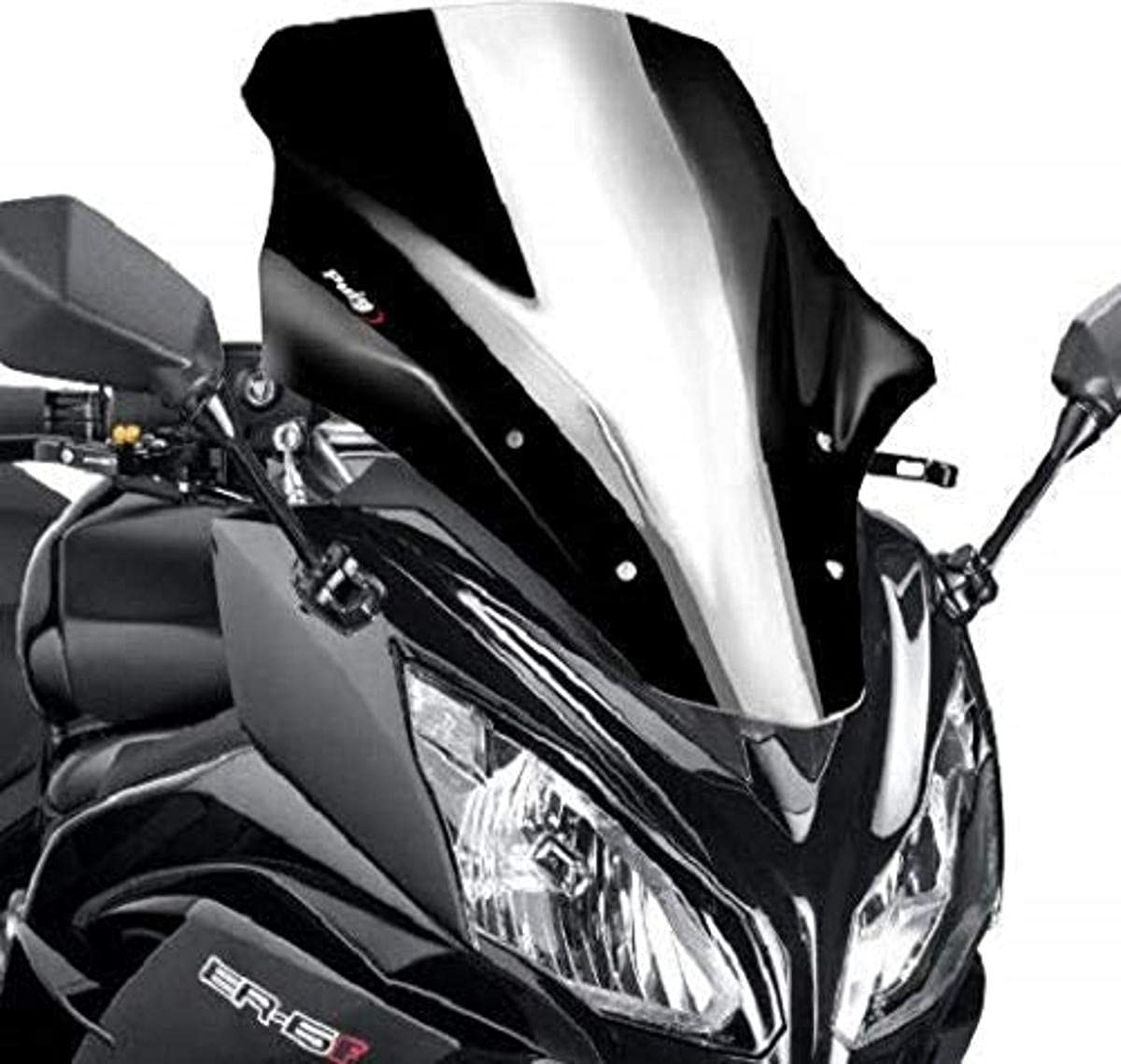 Puig 5998N High and aerodynamic Touring windscreen in 4 mm CN acrylic with rounded profile, flat upper area and deflectors that improve protection, Black