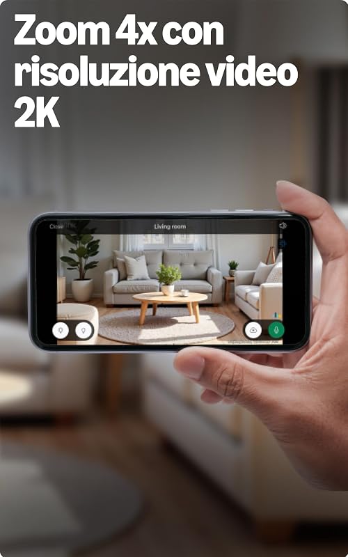 Videocamera Mini 2K+ Blink (ultimo modello) | Videocamera di sicurezza domestica con alimentatore plug-in, risoluzione video 2K, zoom 4x, visione notturna a colori | 1 videocamera – Nera