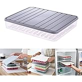 Naranqa Food Storage Containers 11.02×8.85×1.81" Vegetable Organizer 98-oz with Lid Clear Fridge Crisper Keep Food Fresh BPA Free Kitchen Organizer Bins (1 x Large)