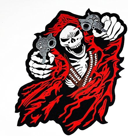 XXL BIG Skull Grim Reaper Motorcycle biker club Patch biker Mc club Patch Biker jacket vest large Embroidered Iron on Hat Hoodie Backpack Ideal for Birthday Gift