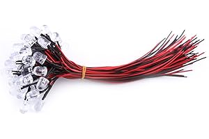 50PCS 10mm Prewired Round Water Clear Emitting LED Diode Led Strip Lights DC9-12V 20cm Long Pre Wired Led Water Clear LED Dio