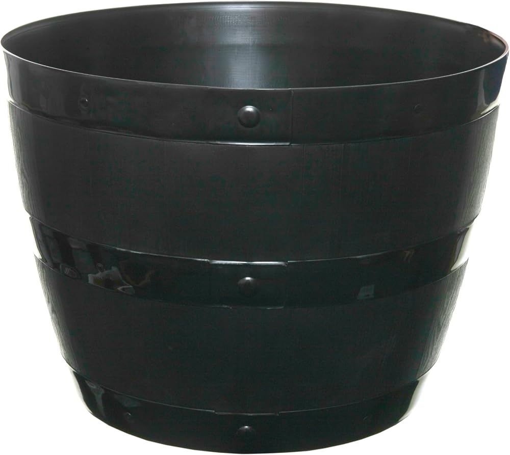 Whitefurze G0834BL 34cm Barrel Planter Black – 34 cm Diameter & Height