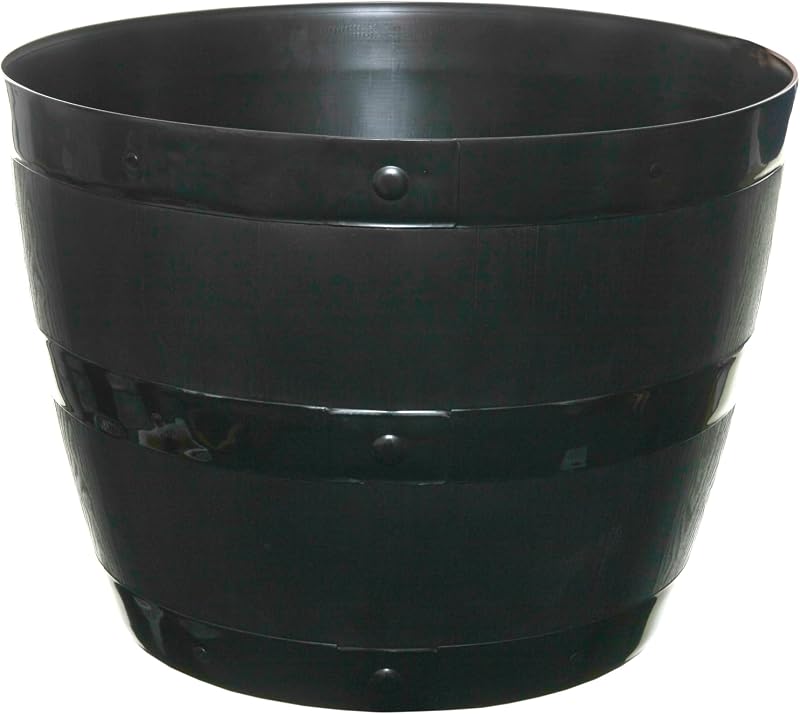 Whitefurze G0834BL 34cm Barrel Planter Black – 34 cm Diameter & Height