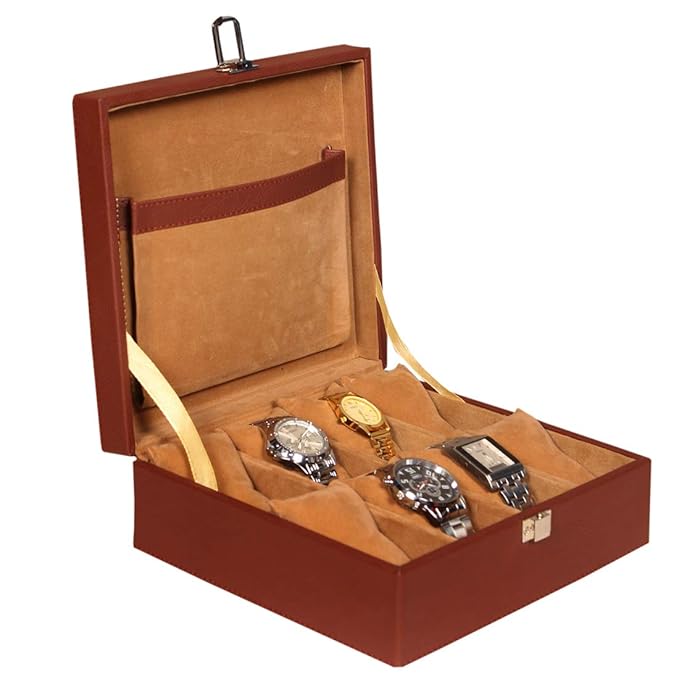 Pu Leather Brown Color Watch Box Case For 8 Watches Slot Lwwc16176037