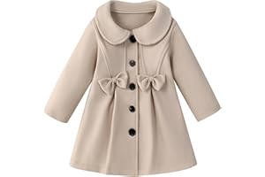 METYOUEZE Toddler Baby Girl Dress Coat Lapel Button Jackets Clothes Long Sleeve Solid Color Fall Winter Outfit