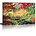 wall26 Canvas Print Wall Art Asian Style Bridge in Autumn Fall Forest Nature Wilderness Photography Modern Art Rustic Scenic Colorful Multicolor for Living Room, Bedroom, Office - 24