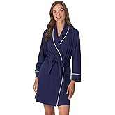 Anne Klein Womens Long Sleeve Knee Length Robe - Lightweight & Breathable Cotton Blend Bathrobe - Cozy Everyday Loungewear