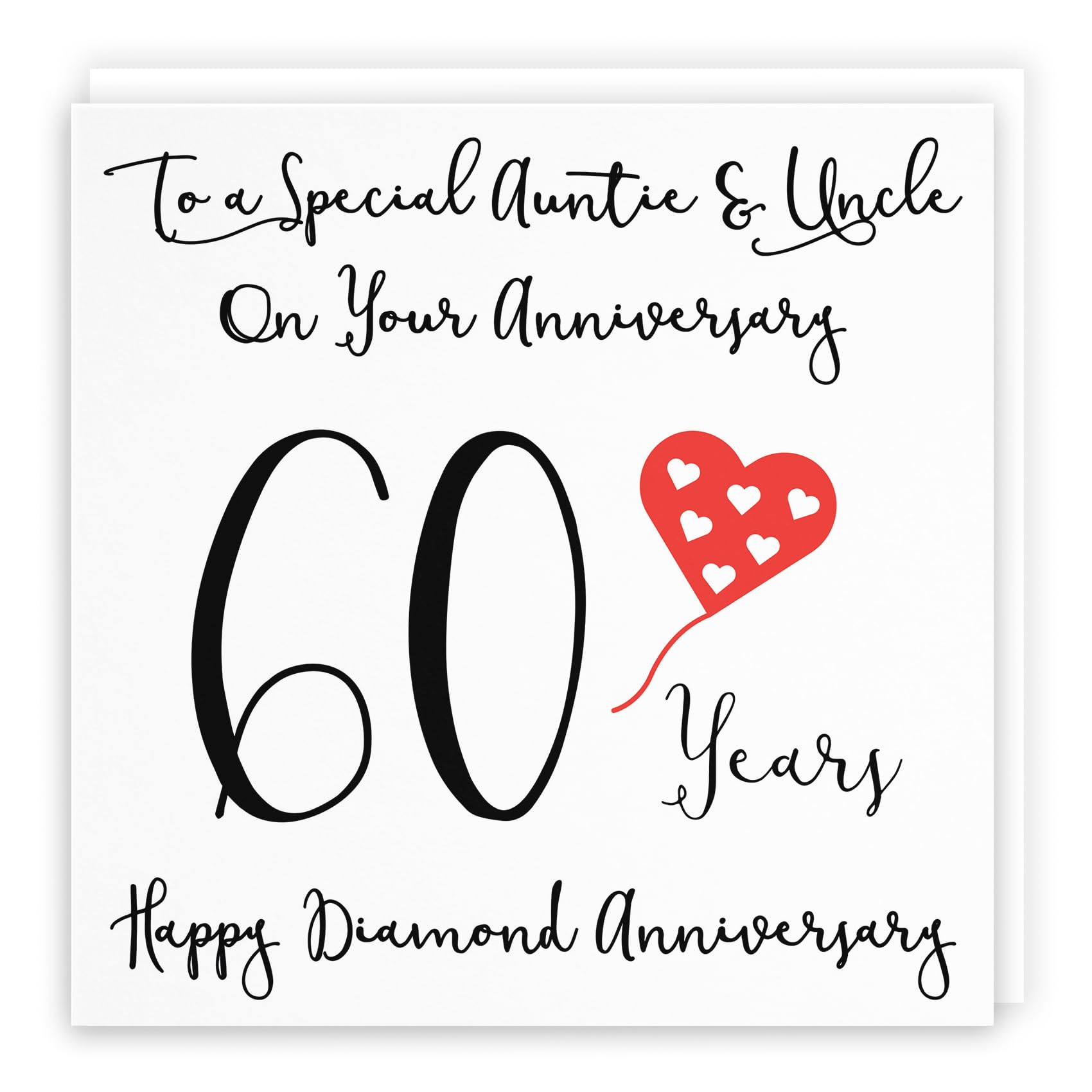 Hunts England - Auntie And Uncle 60th Anniversary Card - To A Wonderful Auntie & Uncle On Your Anniversary - 60 Years - Happy Diamond Anniversary - Love Heart Collection — image 1