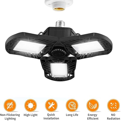 Amazon Com Led Garage Lighting 6000 Lumens Deformable Security