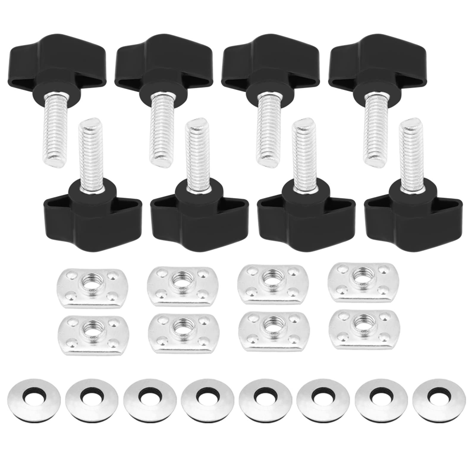 Car Hard Top Fastener Screws, 8Pcs Universal Hard Top Fasteners Thumb Screws + Washers + Nut Plates Kit for YJ TJ JK